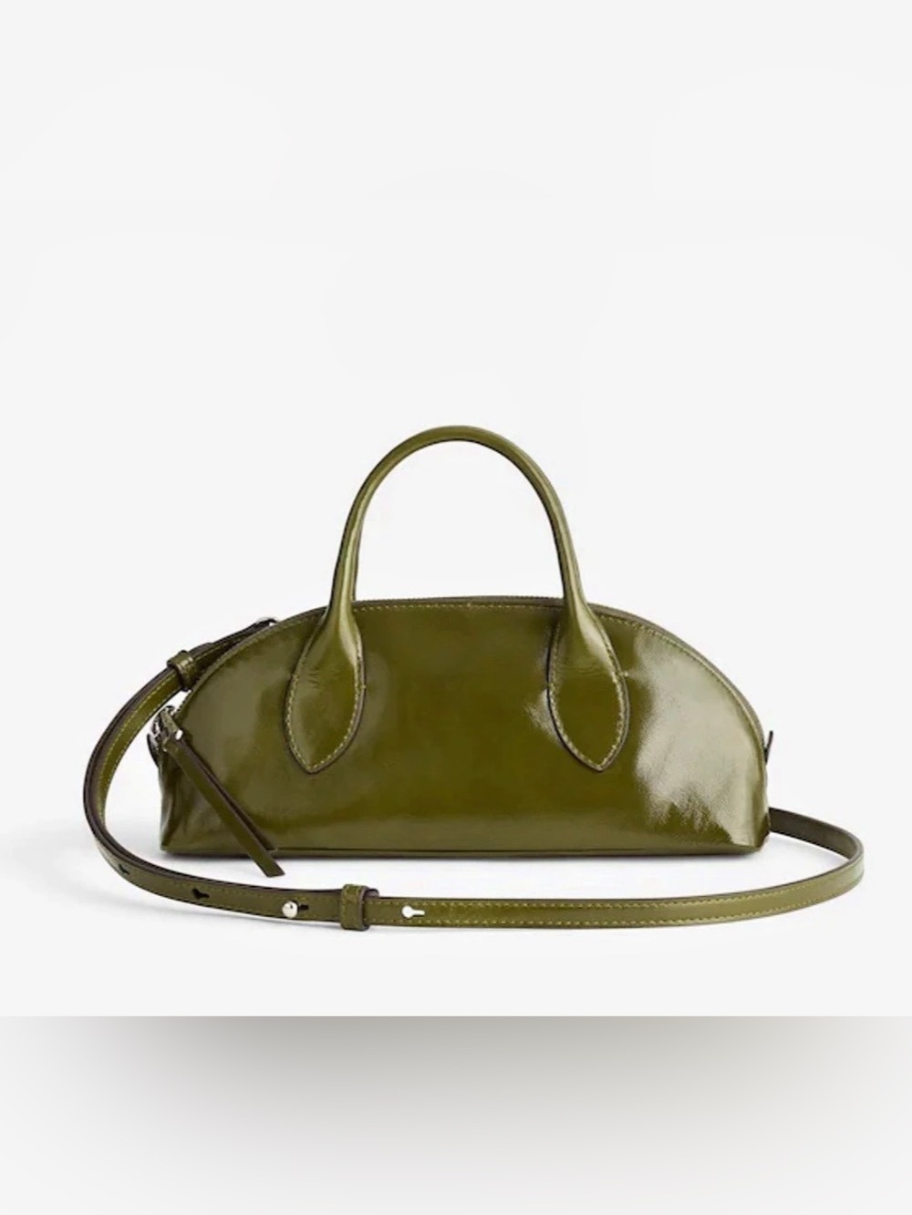 Madewell - Dome Crossbody satchel bag, olive patent leather, NWT